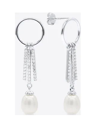 Boucles d'Oreilles Véritable Perle d'Eau Douce Poire 7-8 mm — Argent 925 Millièmes Rhodié 1