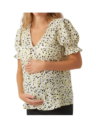 Blouse Jaune/Blanc Femme Vero Moda Marternity Molea 1