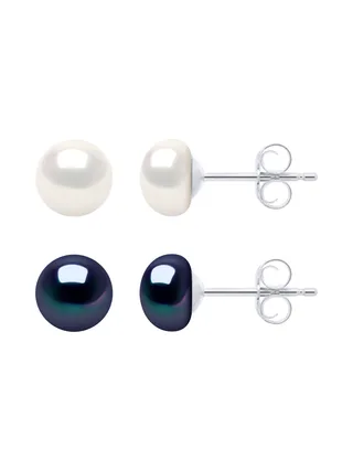 Boucles d'Oreilles Véritables Perles de Culture d'Eau Douce 6-7 mm — Argent 925 Millièmes 1