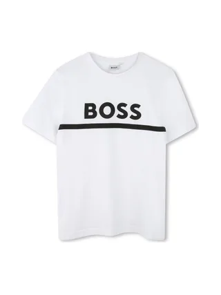 T-Shirt Blanc Garçon Hugo Boss J52701 1
