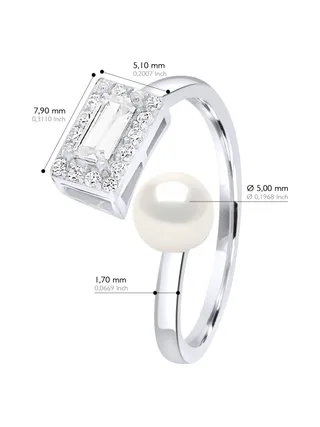 Bague Véritable Perle d'Eau Douce Bouton 5-6 mm — Argent 925 Millièmes Rhodié 2