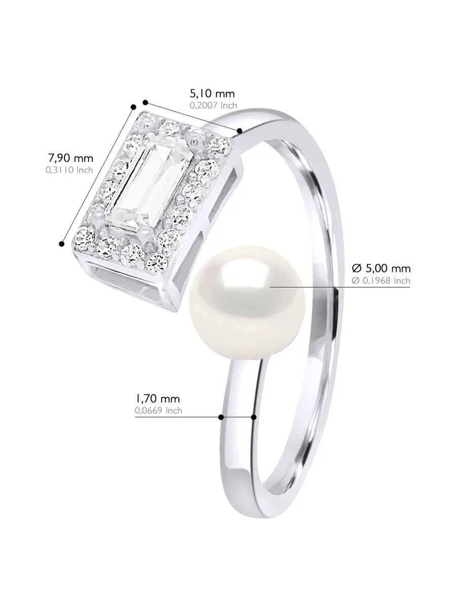 Bague Véritable Perle d'Eau Douce Bouton 5-6 mm — Argent 925 Millièmes Rhodié 2