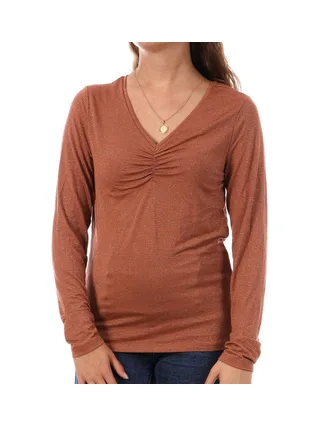 T-shirt Marron à rayures Femme Pieces Tamara 1