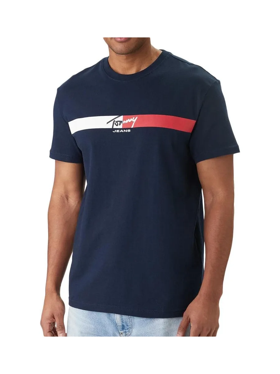 T-Shirt Marine Homme Tommy Hilfiger Tjm Reg Signature 2