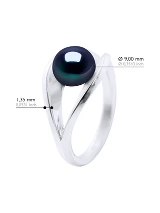 Bague Jonc Véritable Perle d'Eau Douce 8-9 mm — Argent 925 Millièmes Rhodié 2