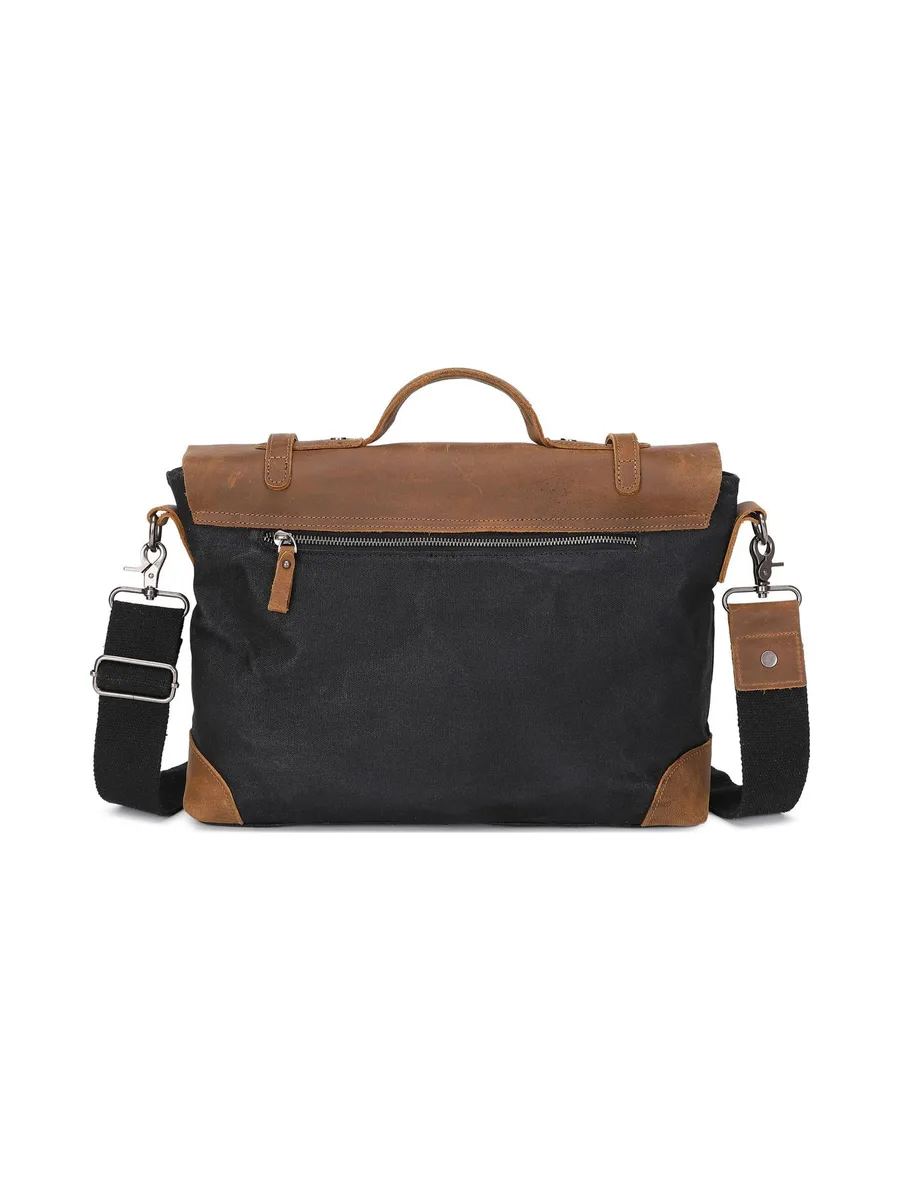 DAN - Sacoche en cuir véritable et toile enduite - Bleu 60