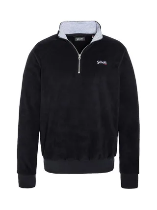 Sweat Polaire Noir Homme Schott Half Zipped 1
