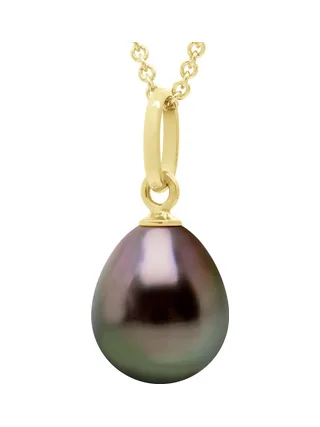 Pendentif Véritable Perle de Tahiti Poire 8-9 mm — Or Jaune 750 Millièmes 1