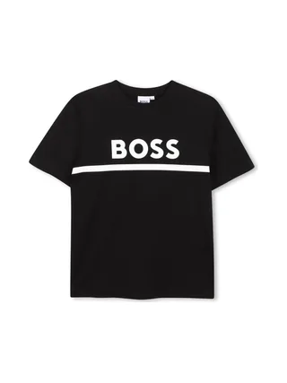 T-Shirt Noir Garçon Hugo BossJ52701 1