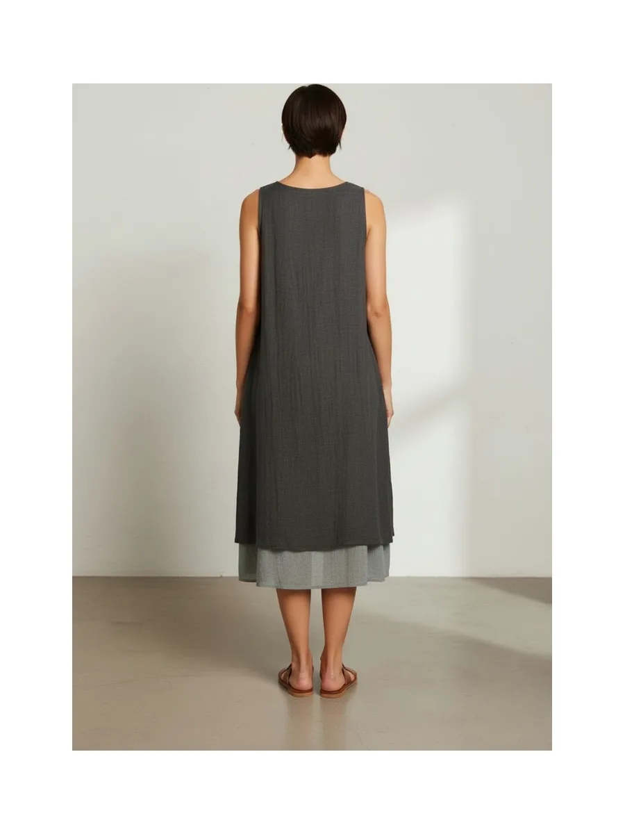 Robes doublé décontractées col v  S/M 15