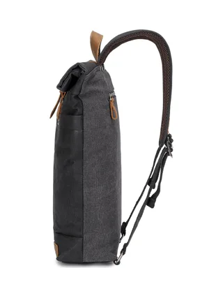 STAN - Sac à dos en cuir véritable et toile enduite - Bleu 27