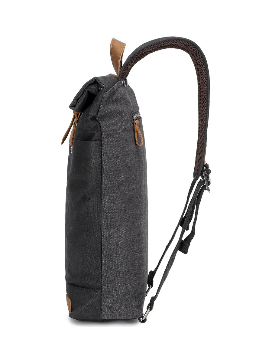 STAN - Sac à dos en cuir véritable et toile enduite - Bleu 59