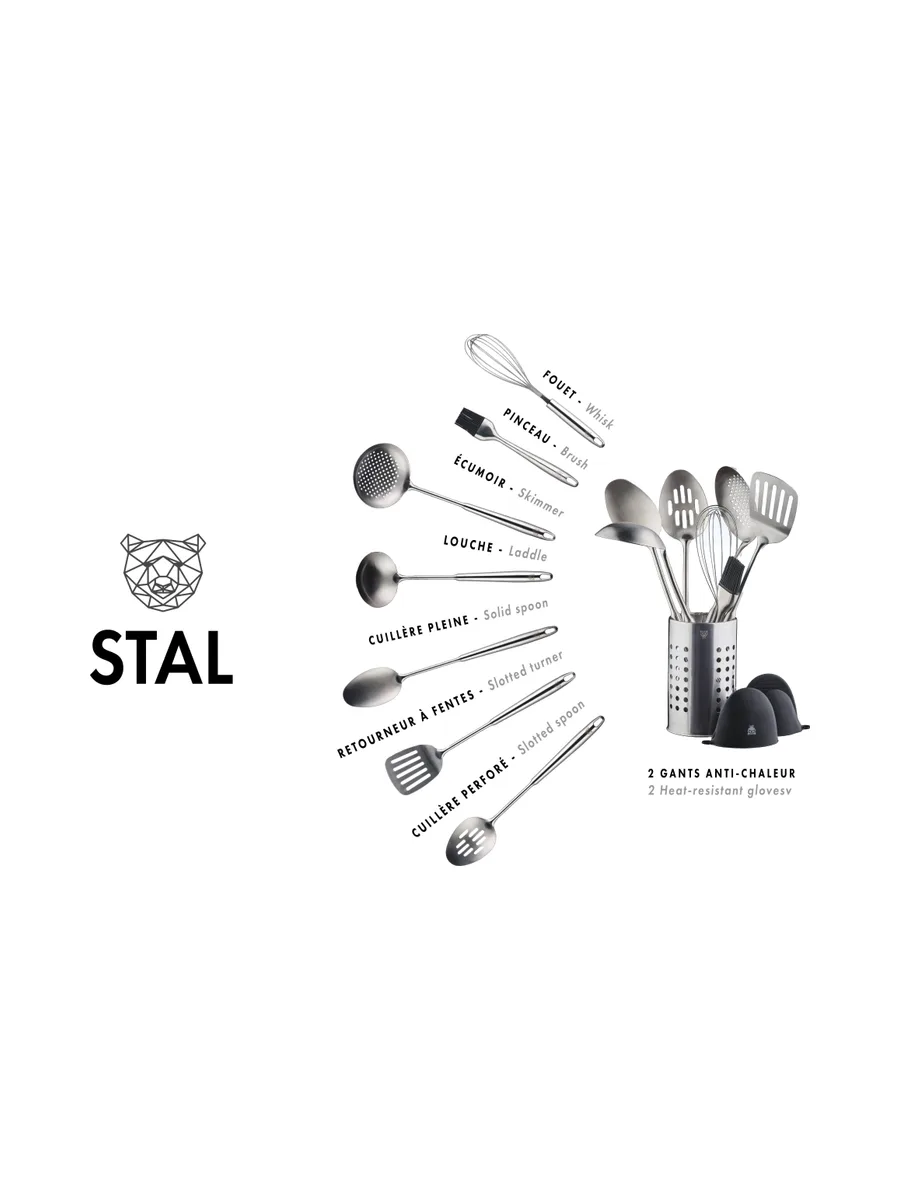 Set d'ustensiles de cuisine en acier inoxydable STAL - 10 pièces 3