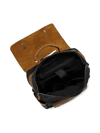 ED - Sac à dos en cuir véritable et toile enduite - Bleu 30