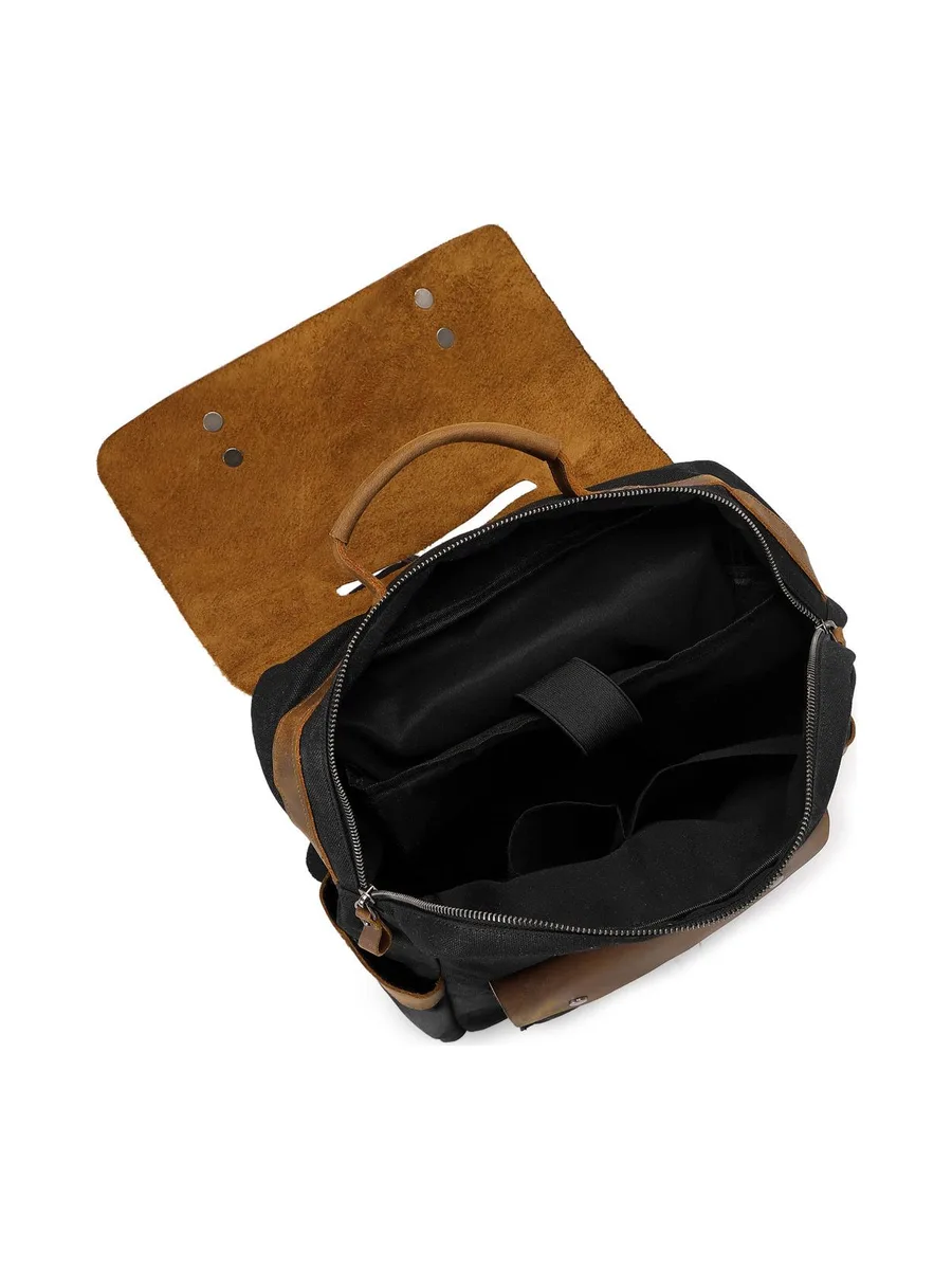 ED - Sac à dos en cuir véritable et toile enduite - Bleu 62