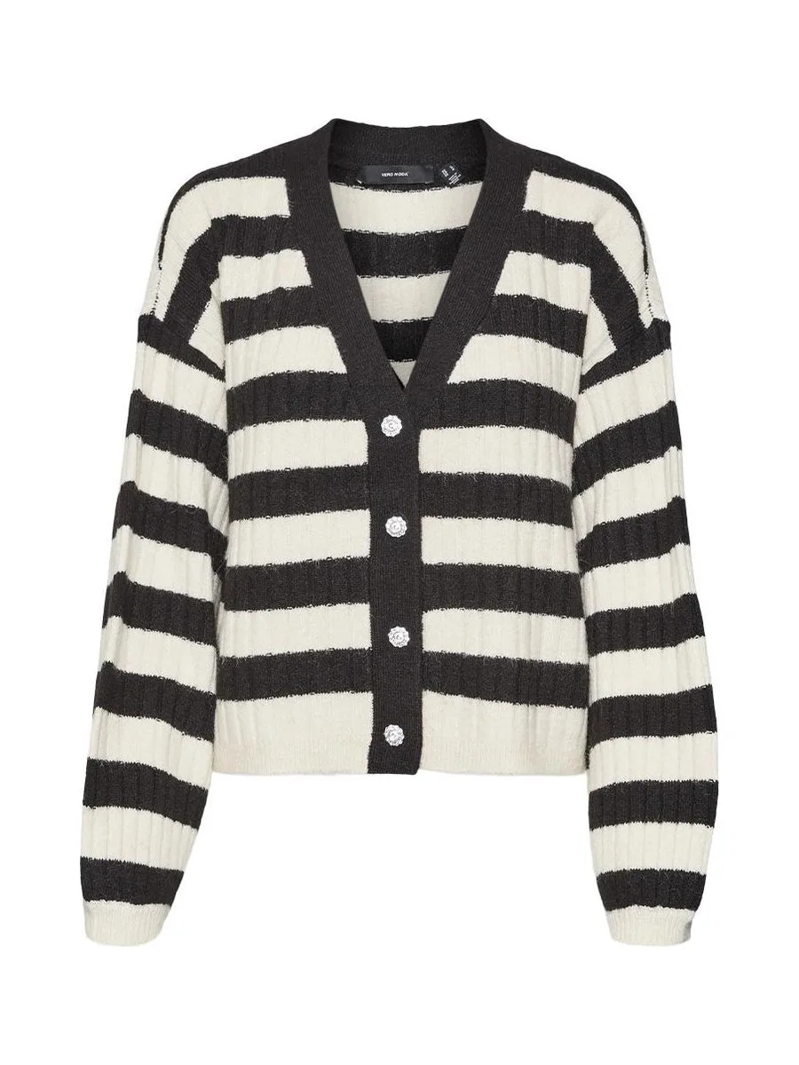 Pull Cardigan Blanc/Noir Femme Vero Moda Melya 2