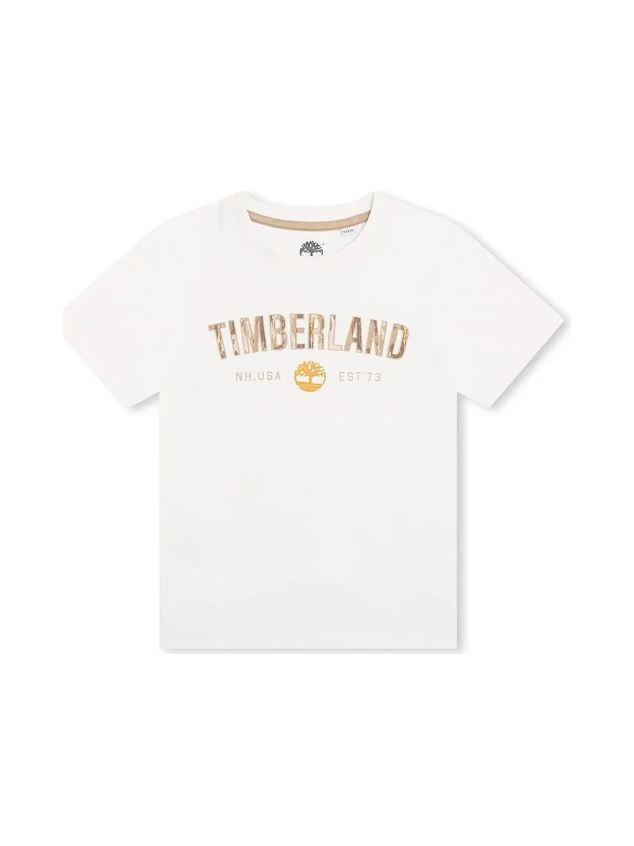 T-Shirt Blanc Garçon Timberland T600971 1