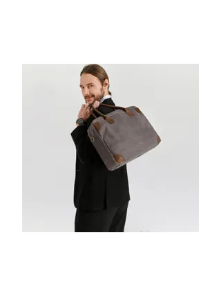 YANN - Sacoche en cuir véritable et toile enduite - Bleu 21