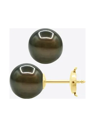 Boucles d'Oreilles Véritables Perles de Tahiti Rondes 9-10 mm — Or Jaune 375 Millièmes 5