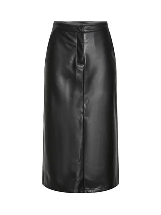 Jupe Simili Cuir Noir Femme Pieces Neeth 1