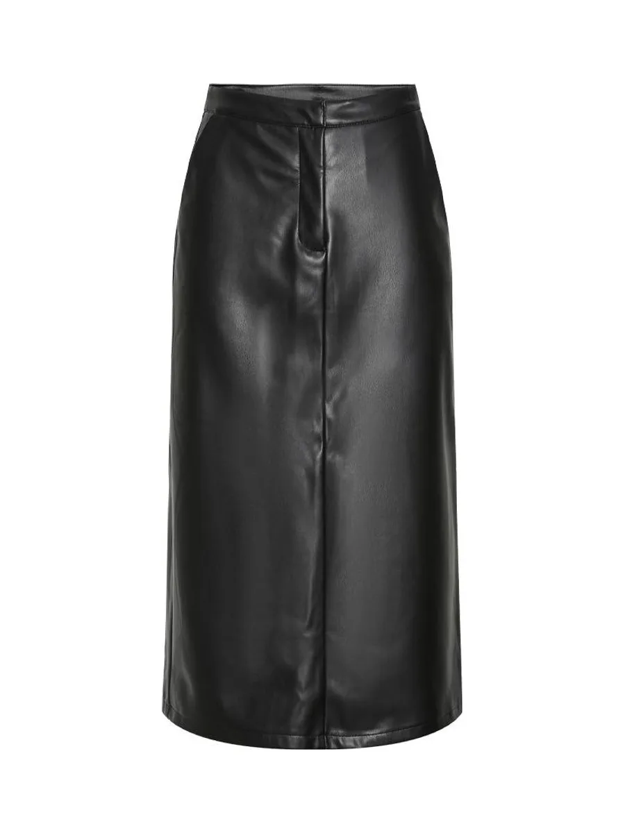 Jupe Simili Cuir Noir Femme Pieces Neeth 1