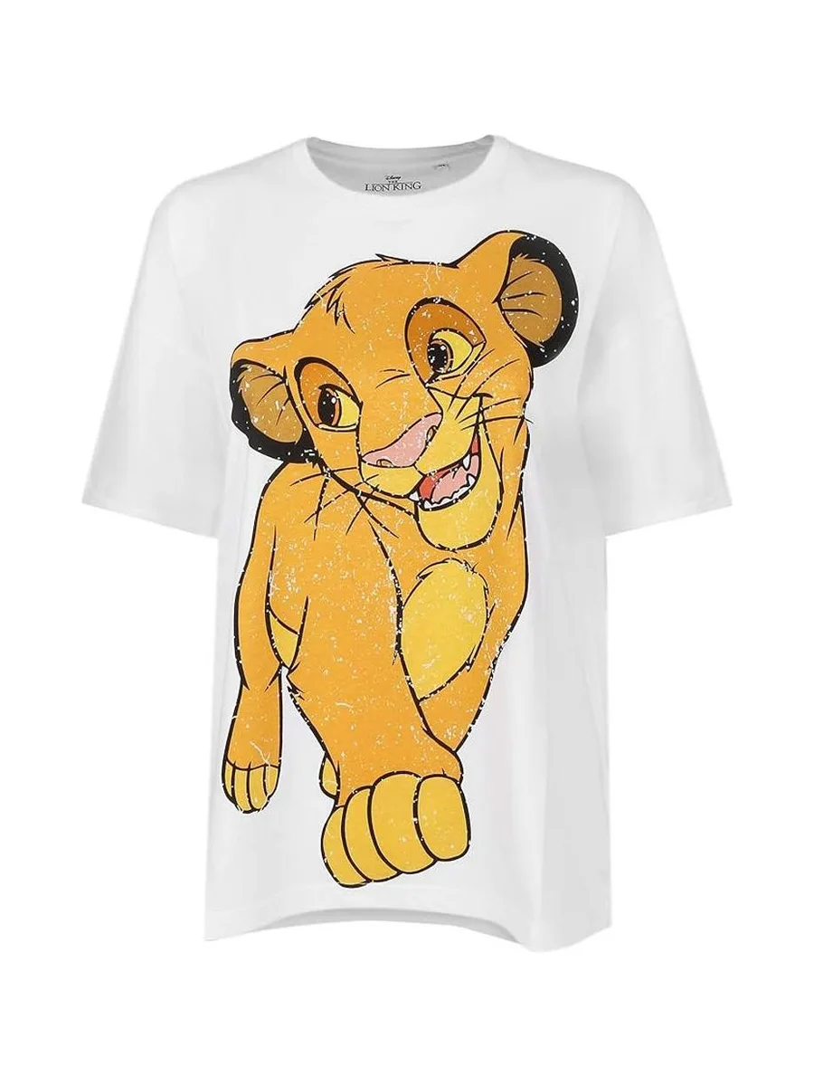 T-Shirt Blanc Femme Disney Simba Happy Shirt 3