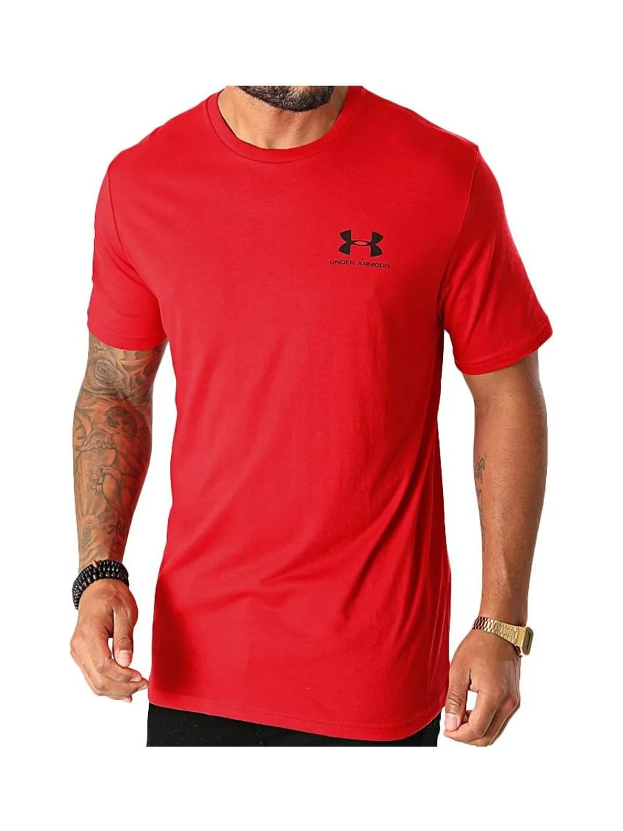 T-shirt Rouge Homme Under Armour Left Chest 2