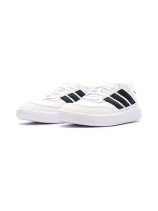 Baskets Blanches/Noires Garçon Adidas Courtblock 6