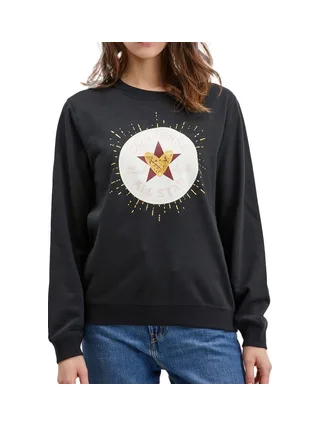 Sweat Noir Femme Converse Radiating 1