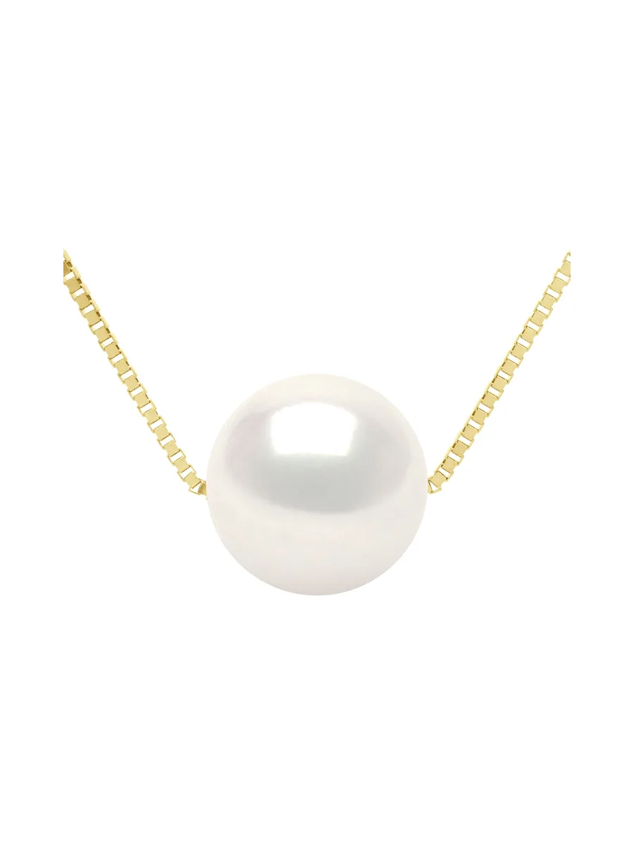Collier Véritable Perle de Culture d'Eau Douce Ronde 9-10 mm — Or Jaune 375 Millièmes — 42 cm 1