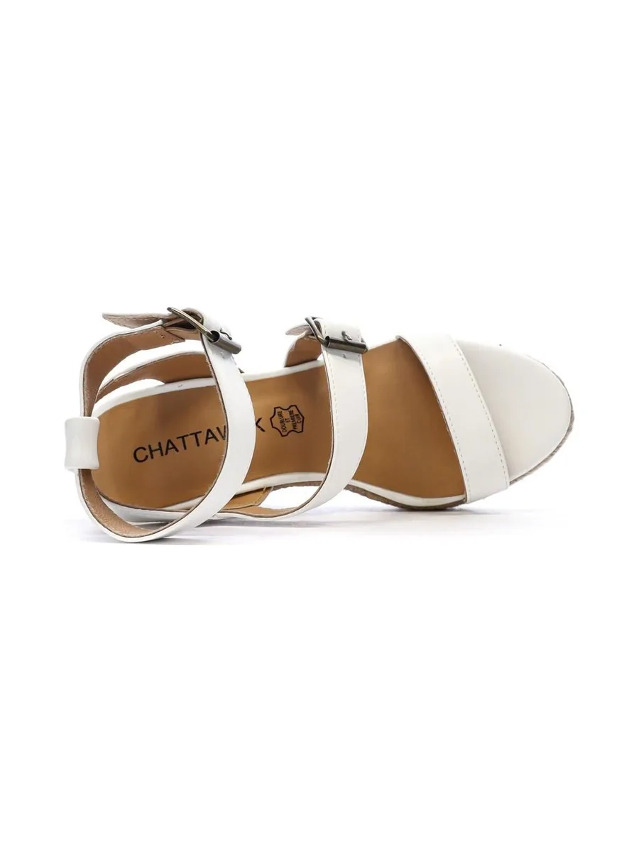 Sandales Compensée Blanches Femme Chattawak Summer Camel 5