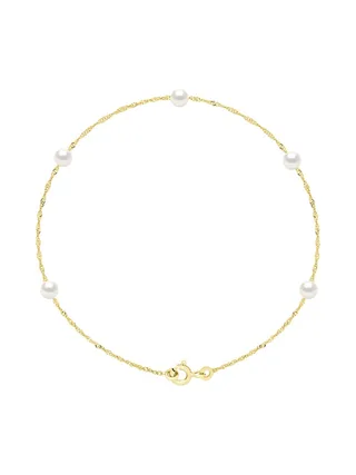 Bracelet Véritables Perles d'Eau Douce Rondes 4-5 mm — Or Jaune 750 Millièmes — 18 cm 1