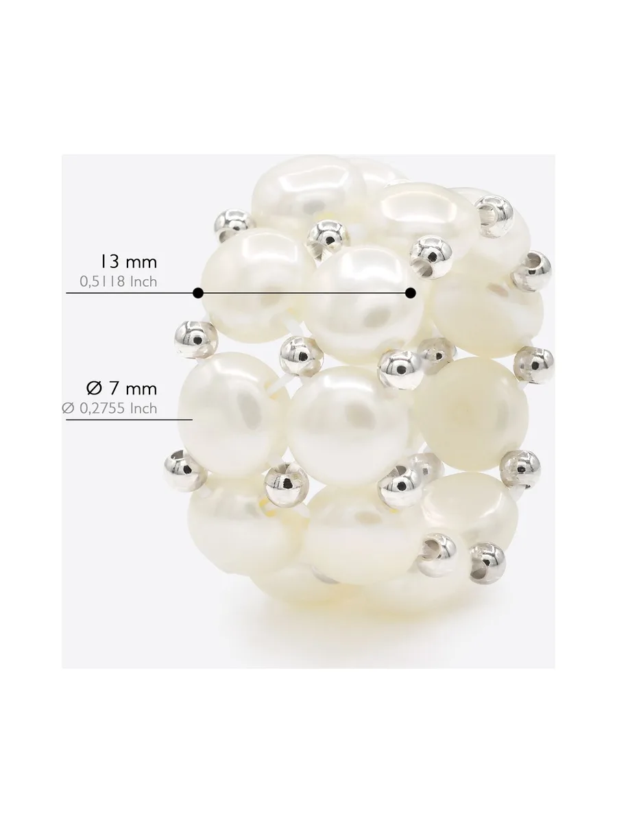 Bague 2 Rangs Véritables Perles d'Eau Douce 4 mm 5