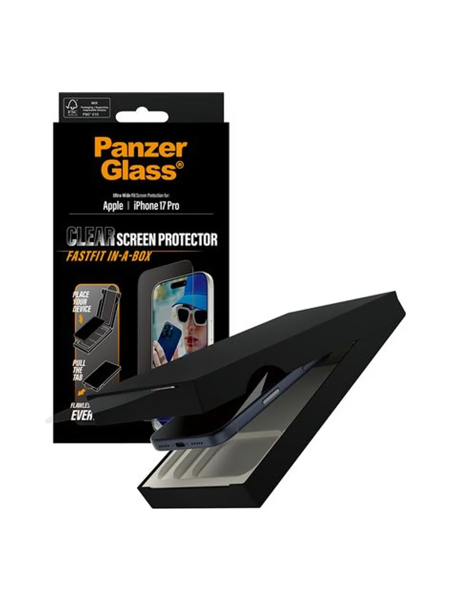 PanzerGlass ® Screen Protector iPhone 17 Pro | Ultra-Wide Fit w. FASTFIT IN-A-BOX 5