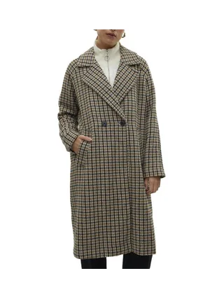 Manteau Beige à Carreaux Femme Vero Moda Hannah 1