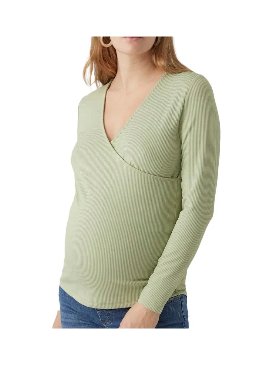 T-Shirt de Grossesse Vert Femme Vero Moda Marternity Fake 1