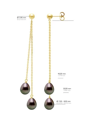 Boucles d'Oreilles Véritables Perles de Tahiti Poires 7-8 mm — Or Jaune 375 Millièmes 3