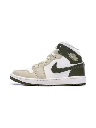 Baskets Beige/Kaki Mixte NIKE Air Jordan 1 Mid Rose 1