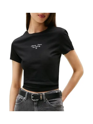 T-Shirt Slim Noir Femme Tommy Hilfiger Logo 1