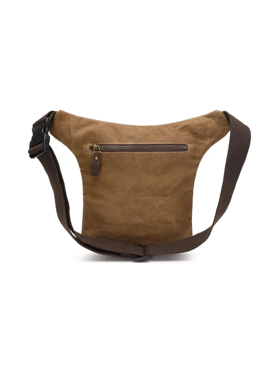 JEFF - Pochette banane en cuir véritable et toile enduite - Bleu 44