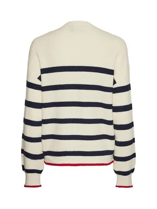 Pull Écru/Marine Femme Pieces Mock Neck Knit 2