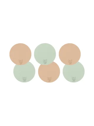 Sous-verre rond réversible - 6 pièces - Cuir recyclé blanc crème et vert de gris 29