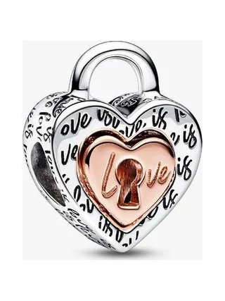 Pandora - Charm Bicolore Padlock Splittable Heart 1