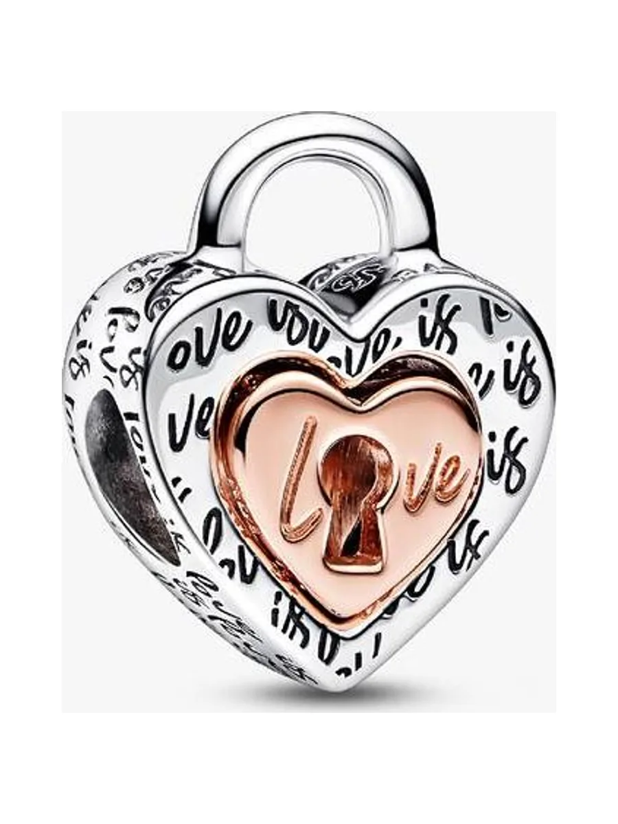 Pandora - Charm Bicolore Padlock Splittable Heart 1