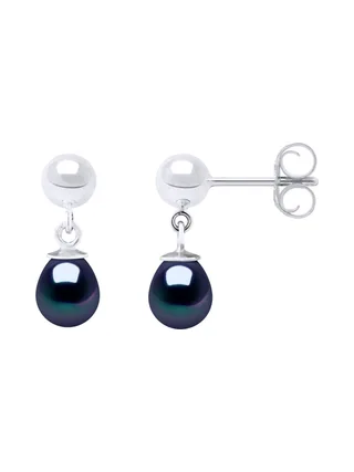 Boucles d'Oreilles Véritables Perles d'Eau Douce Poires 6-7 mm — Argent 925 Millièmes 4