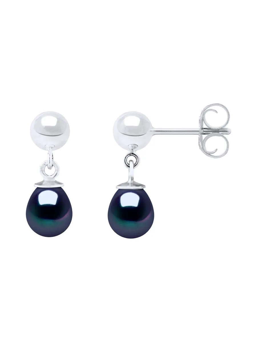 Boucles d'Oreilles Véritables Perles d'Eau Douce Poires 6-7 mm — Argent 925 Millièmes 4