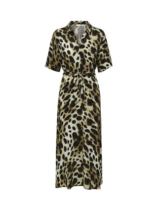 Robe Imprimé Léopard Marron/Écru Femme Starsezen Life 2/4 1
