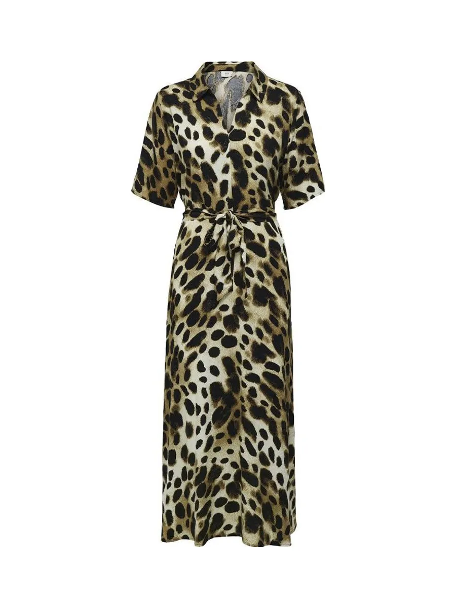 Robe Imprimé Léopard Marron/Écru Femme Starsezen Life 2/4 2