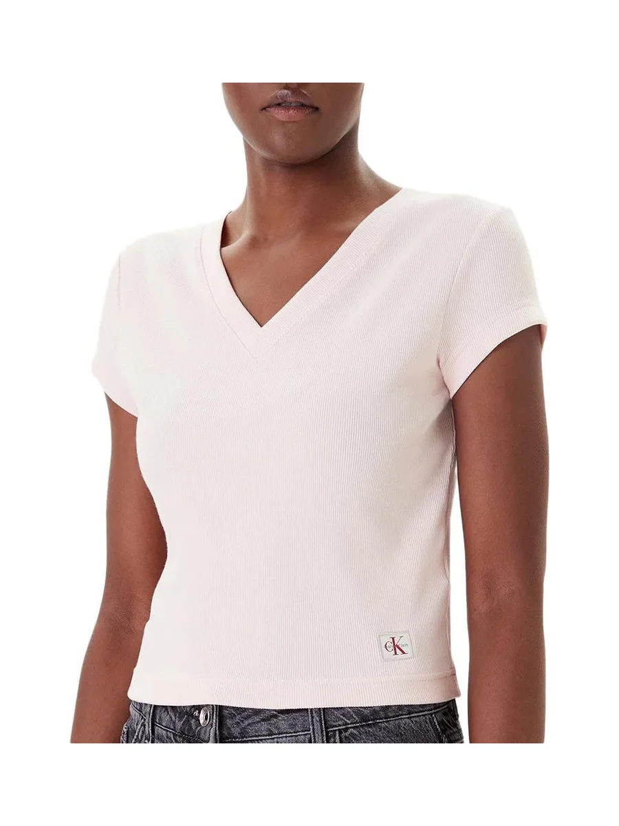 T-Shirt Rose Femme Calvin Klein Jeans Label Ri-cloud 1