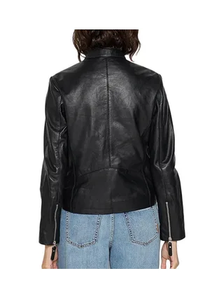 Veste en Cuir Noir Femme Schott Lola 2
